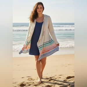 Maurices Hooded Front Open Cardigan Teal, Coral, Blue Long Sleeve Jacket